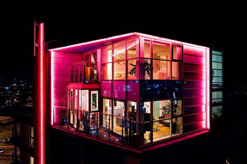 The duplex penthouse can be lit up in pink at the flick of a switch