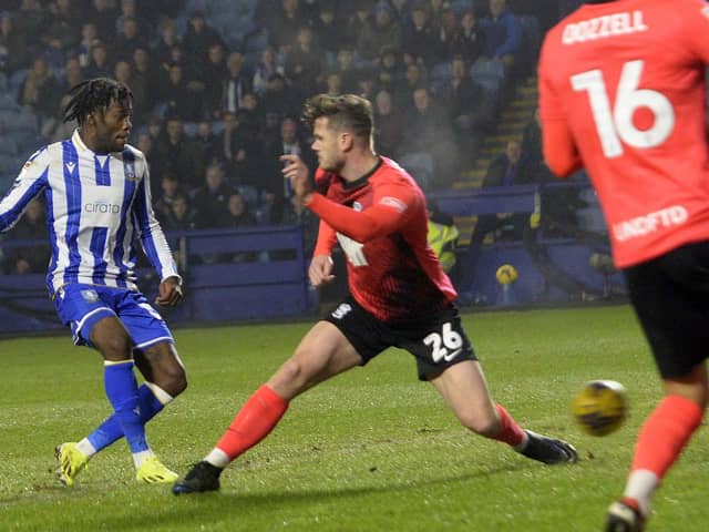 STRIKING CONTRIBUTION: Ike Ugbo scores his first goal for Sheffield Wednesday