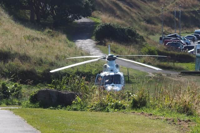 The air ambulance was pictured at the scene after a woman was seriously injured. (Photo: Scarborough.co.uk)