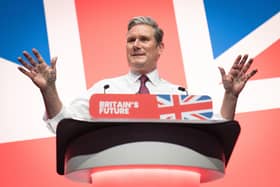 Sir Keir Starmer delivers his keynote speech to the Labour Party Conference in Liverpool. PIC: Stefan Rousseau/PA Wire