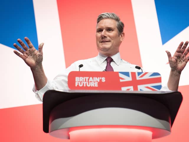 Sir Keir Starmer delivers his keynote speech to the Labour Party Conference in Liverpool. PIC: Stefan Rousseau/PA Wire