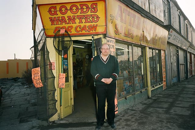 Peter at his 'buy and sell shop' on Attercliffe Road.