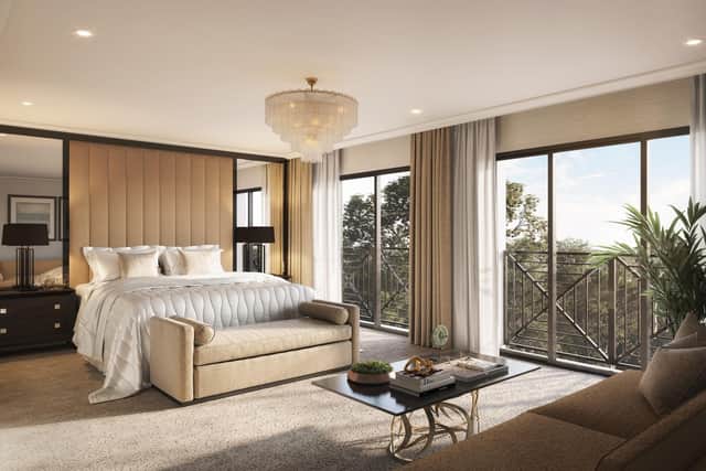 A computer generated image of one of the bedrooms at Val D'Or