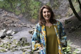 Jane McDonald at Hardraw Force Waterfall in the Yorkshire Dales. Photo: PA
