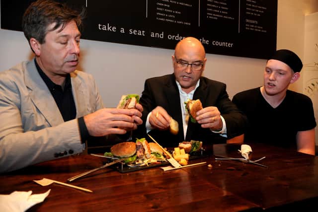 John Torode and Gregg Wallace of MasterChef trying the food of chef Luke Rhodes of the Handmade Burger Co during the Meadowhall Shopping Centre in 2012.
Picture by Chris Lawton.