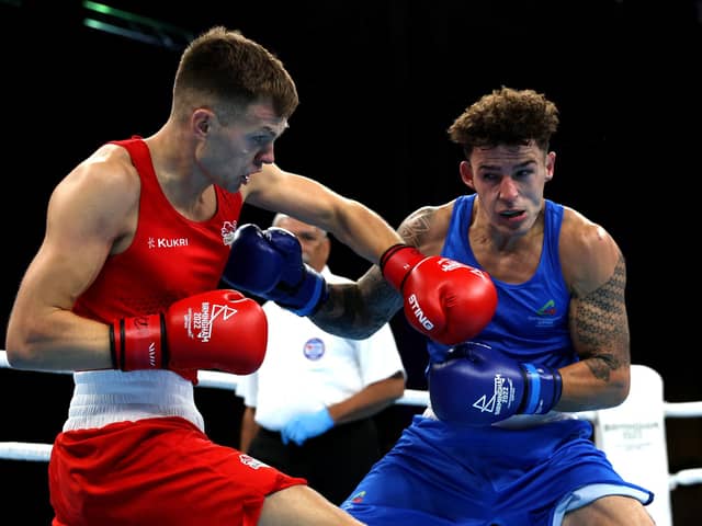 Paris bid: Sheffield-based boxer Lewis Richardson, left, in action for England against Billy Poullain at the 2022 Commonwealth Games. (Photo by Eddie Keogh/Getty Images)