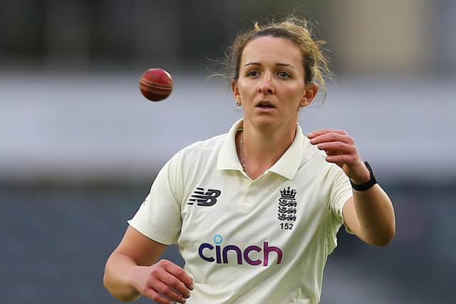 INTERNATIONAL CALLING: Kate Cross in action for England against India at Bristol in June 2021 Picture: Ashley Allen/Getty Images