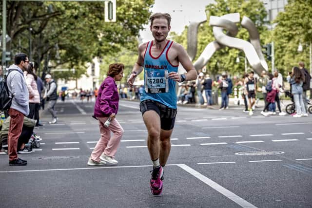 Gareth Cooke running the Berlin Marathon last month