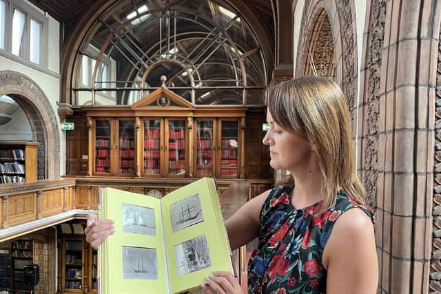 During routine cataloguing in Leeds Central Library’s strongroom, special collections librarian Rhian Isaac found what appeared to be an unassuming family photo album tucked away on a shelf.