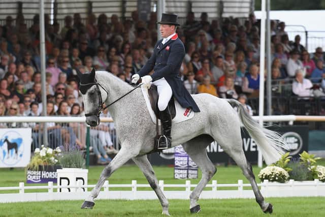 Oliver Townend riding Ballaghmor Class in the dressage at Burghley Horse Trials in 2017.