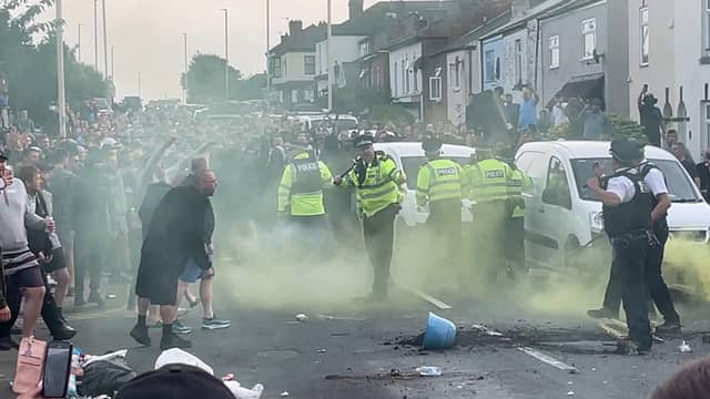 Trouble flares during a protest in Southport, after three children died and eight were injured in a "ferocious" knife attack during a Taylor Swift event at a dance school. Credit: Richard McCarthy/PA Wire