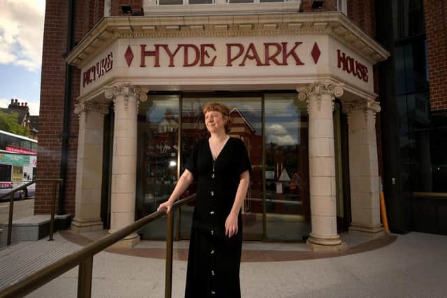 Wendy Cook, Head of Cinema, outside the restored Hyde Park Picture House in Leeds. Picture by Simon Hulme.