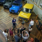 Conservative leader Kemi Badenoch speaks with the media as she visits Twisted Automotive, a custom automotive showroom and cafe