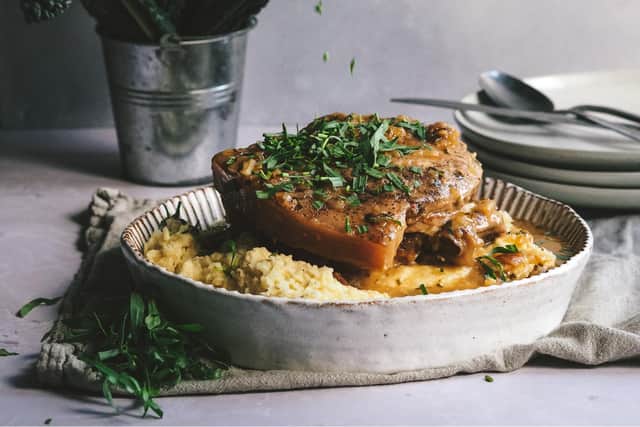 Pork Chops in a Sticky Cider, Bramley Apple and Tarragon Sauce with Parsnip Mash