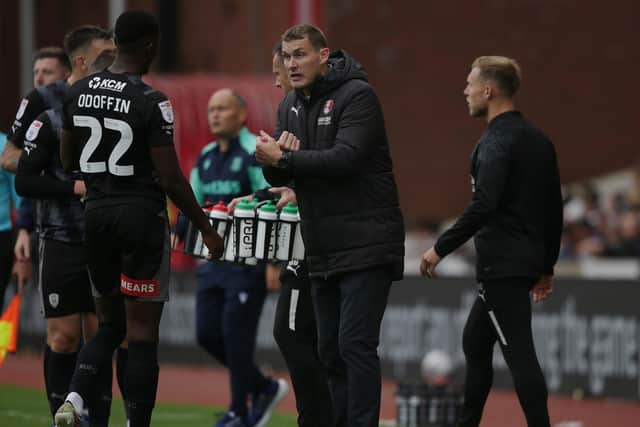 TOUGH DAY: Rotherham United manager Matt Taylor gives instructions from the touchline at the bet365 Stadium  Picture: Ian Hodgson/PA