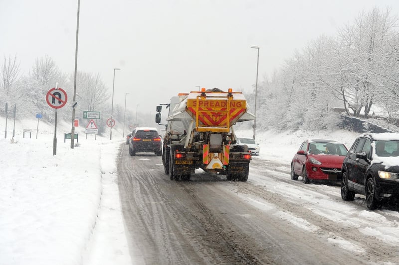 Gritters are hard at work as snow falls down on Leeds and across Yorkshire.