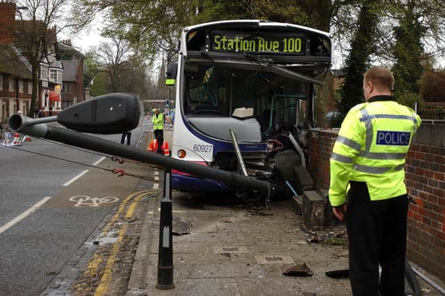 The aftermath of the Bootham bus crash in April 2004