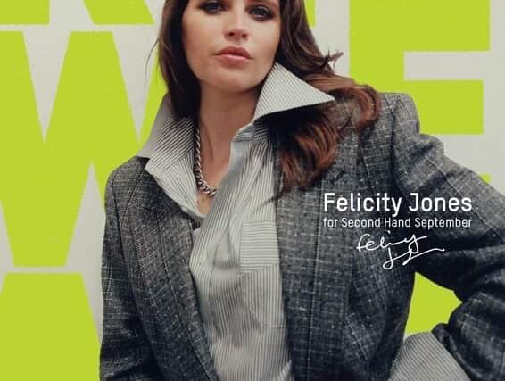 Felicity Jones wears Oxfam finds for Secondhand September.