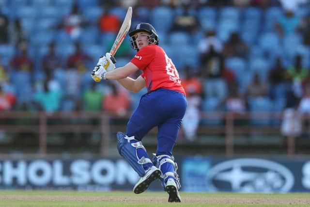 Yorkshire's Harry Brook, seen here batting against the West Indies in a T20 match in Grenada last December, will be a key part of England's World Cup plans. Photo by Ashley Allen/Getty Images.