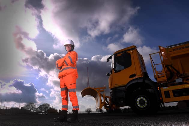 Letty is the only female gritter driver in the country. Picture taken by Yorkshire Post Photographer Simon Hulme