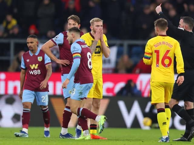 FLASHPOINT: Oli McBurnie is sent off in Sheffield United's last game against Burnley , in December
