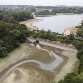 A view of Bewl Water Reservoir in Kent during the drought this summer