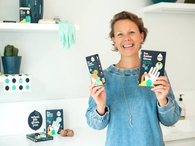 Seep Founder Laura Harnett with her eco cleaning range now stocked in Booths stores in Yorkshire