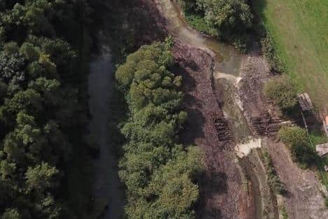 A section of the chalk stream that has been straightened and modified in the past, with several of the old meanders remaining in the fields. Two of the meanders have been restored and reconnected to the original watercourse, creating around 140m of re-naturalised chalk stream.