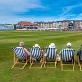 Cricket fans watch Yorkshire CCC play Surrey at Scarborough