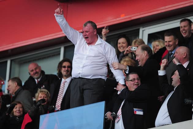 Rotherham United boss Steve Evans celebrates his first promotion with the Millers at the end of 2012-13. He has returned for a second stint in charge. Photo by Jamie McDonald/Getty Images.