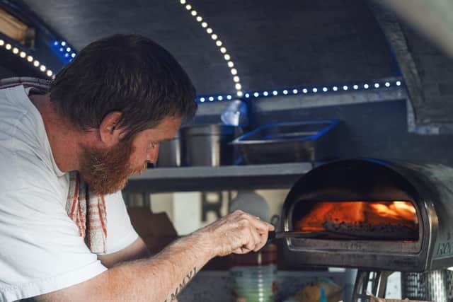 Steve Wright (pictured) is combatting food poverty accross West Yorkshire throught his award winning Tiny Idea pizza van.