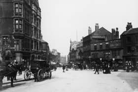 The old High Street in Sheffield in 1885.