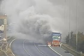 The lorry fire on the M62