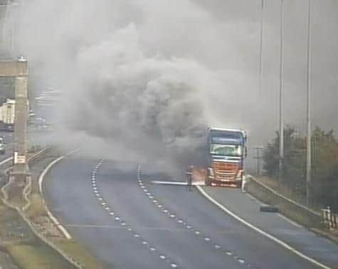 The lorry fire on the M62