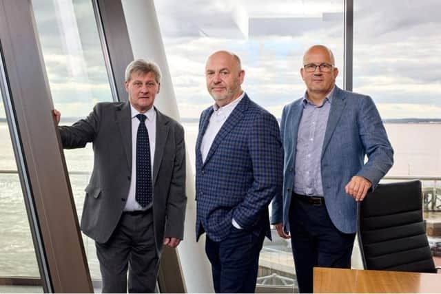 From left to right, Alex McWhirter, Chief executive of Finance Yorkshire, MediMusic CEO and co-founder Gary Jones and Ian Brown, Head of Investment at Anticus Partners
