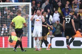 LEEDS, ENGLAND - OCTOBER 04: Sean Longstaff of Leeds United reacts during the Premier League match between Leeds United and Tottenham Hotspur at Elland Road on October 04, 2025 in Leeds, England. (Photo by Stu Forster/Getty Images)