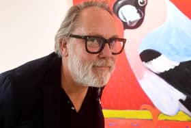 Artist Jim Moir AKA Vic Reeves pictured with his Art Exhibition at the Red House Gallery, Harrogate.