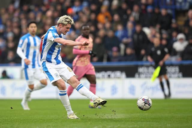 Huddersfield Town midfielder Jack Rudoni, pictured in derby action against Leeds United recently. Picture: Ed Sykes/Getty Images.