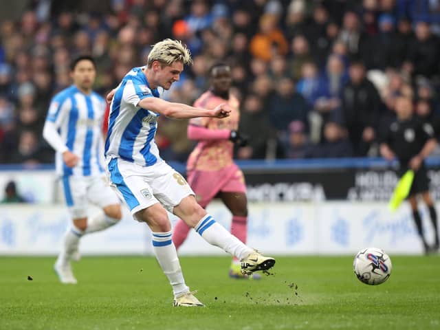 Huddersfield Town midfielder Jack Rudoni, pictured in derby action against Leeds United recently. Picture: Ed Sykes/Getty Images.