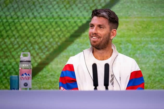 Cameron Norrie of Great Britain speaks to the media in a pre-tournament press conference in the Media Theatre in the Broadcast Centre at The Championships 2023, at The All England Lawn Tennis Club in Wimbledon (Picture: AELTC/Florian Eisele/Handout via Getty Images)