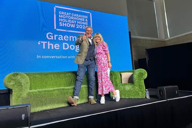 The Dog Father and TV Presenter Christine Talbot