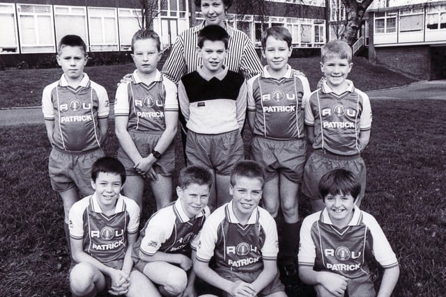 Teacher Jenny Huscroft of Birley Spa Middle and Infants School, with her successful soccer team in 1988