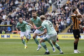 HAMMER BLOW: Nathaniel Phillips celebrates scoring Derby County's goal (Image: Richard Sellers/PA Wire)