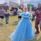 Cinderella and Ironman at the food and drink festival in Harrogate.