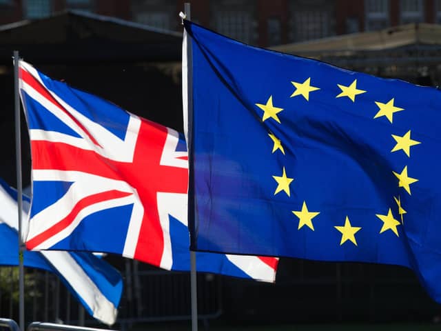 A file photo of Union and European Union flags flying together. PIC:PA
