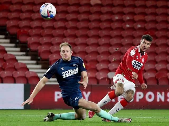 INJURY PROBLEMS: Matt Clarke pictured playing against Boro in his Derby County days