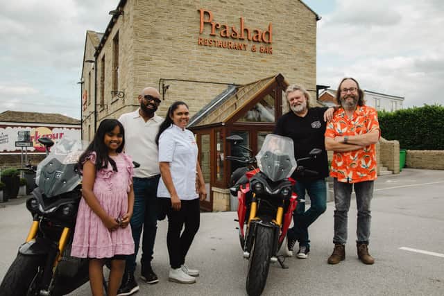 The Hairy Bikers with the Patel family at Prashad