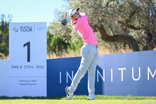 Off to the big leagues: Doncaster amateur Joshua Berry of England (amateur) plays his tee shot on the 1st hole during Day Five of the final stage of the DP World Tour's Qualifying School on the Lakes Course at Infinitum Golf on November 14, 2023 in Tarragona, Spain. (Picture: Octavio Passos/Getty Images)