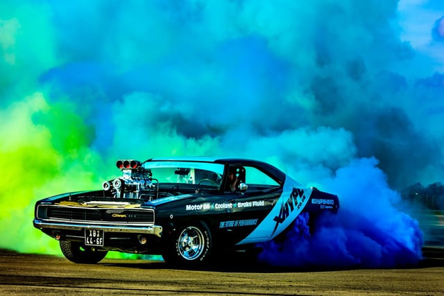 Straightliners Speed Show held at Elvington Airfield, York. Visitors to the event were able to view a wide range of vehicles over 200 vehicles on display marquees, everything from supercars and drag racers to high-performance motorbikes, and jet cars.