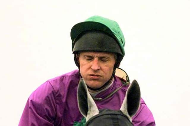 Graham Bradley as he returns after riding Senor El Betrutti in the Totty Construction Chase at Wetherby Races towards the end of his career.